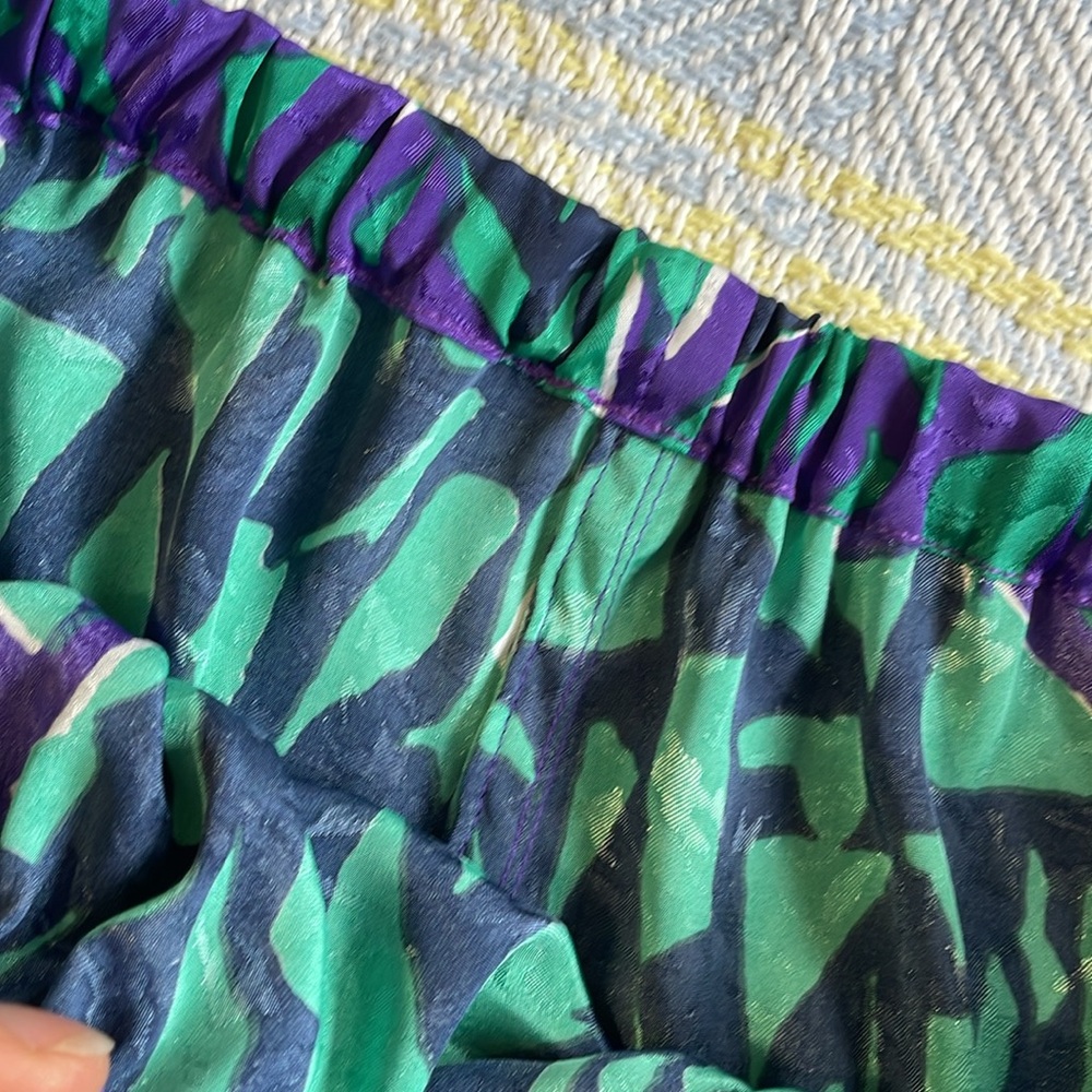 Handmade silky abstract geometric vibrant jewel tone midi skirt S/M/L - Picture 8 of 11